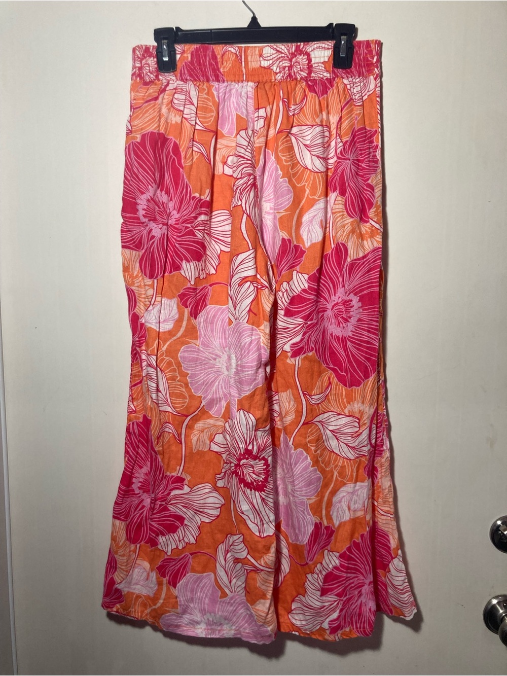 Rachael Zoe Linen Crop Floral Pants W/Pockets Elasticized Back Waist Medium - Picture 2 of 12